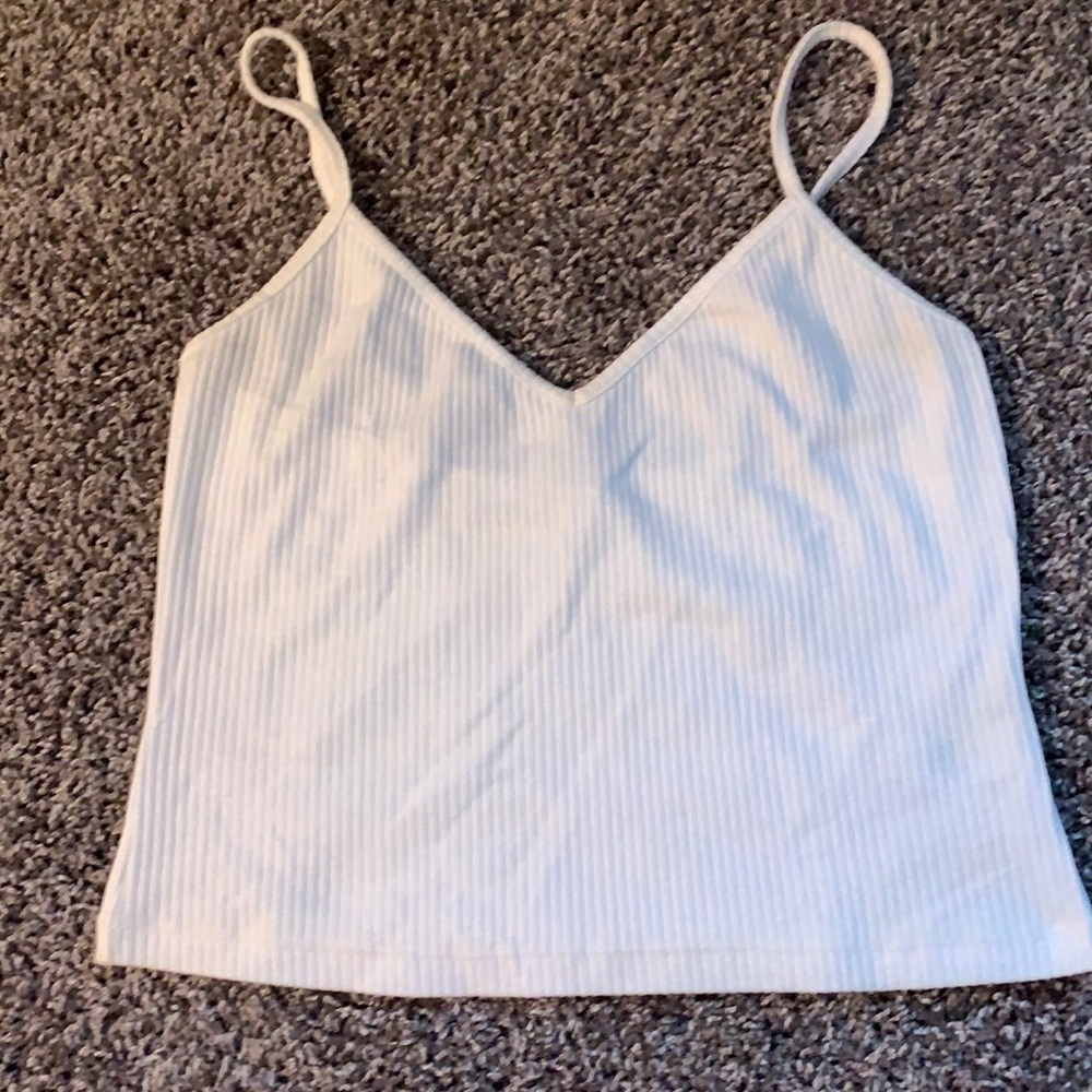White Ribbed Express One Eleven Crop Tank NWOT